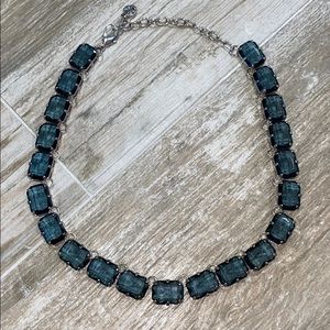 Neiman Marcus jewel necklace sliver and navy